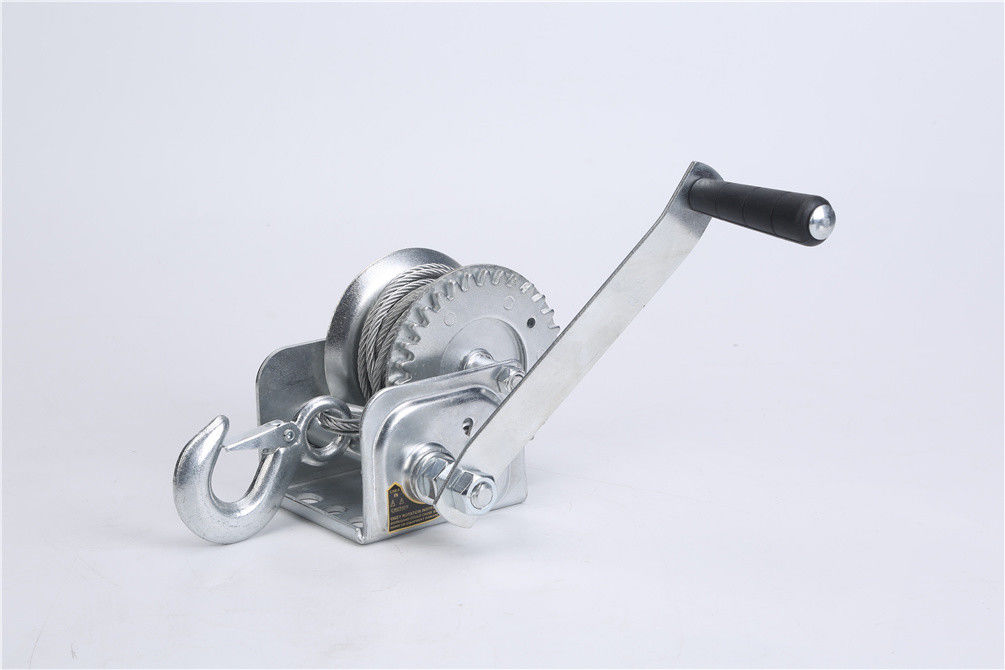 Zinc Plated   Steel Cable Worm Gear Hand Crank Trailer Winch
