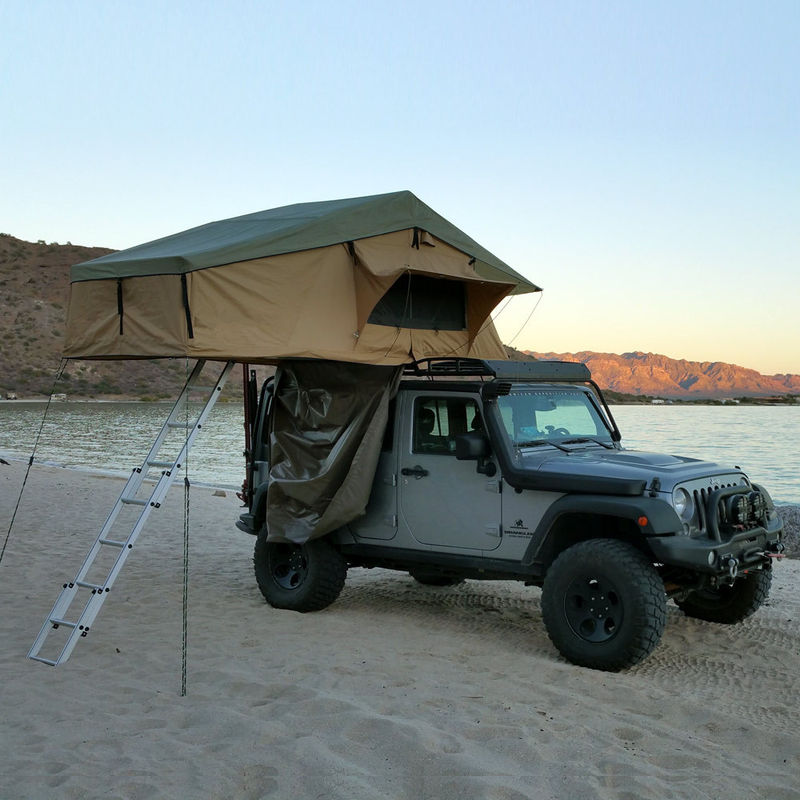PU Coated 4x4 Off Road Roof Top Tent With 2M Extendable Aluminum Ladder