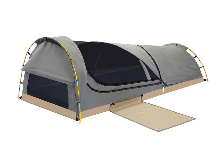 Canvas Camping Two Person Swag Tent With 450GSM Grid PVC Floor / Mesh