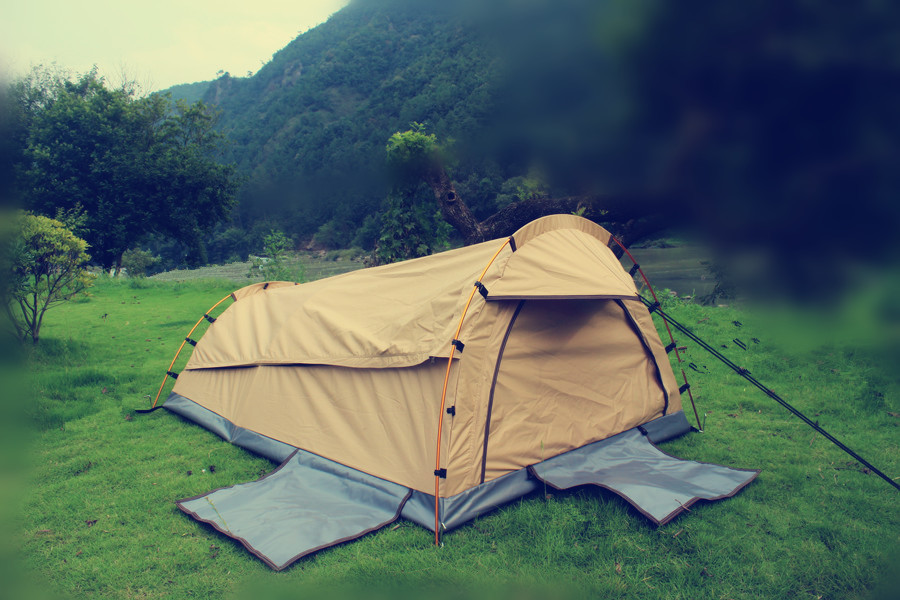 Canvas Camping Two Person Swag Tent With 450GSM Grid PVC Floor / Mesh