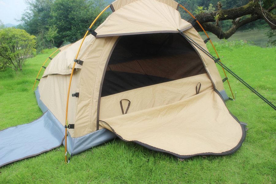 Canvas Camping Two Person Swag Tent With 450GSM Grid PVC Floor / Mesh