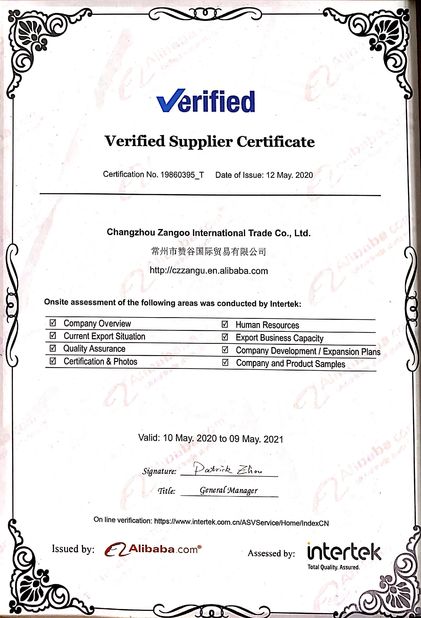 China Zangoo Auto Group Co., Ltd certification